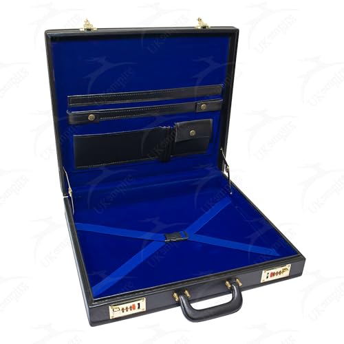 Premium Masonic Apron MM/WM Briefcase Square Compass G Silver Emblem – Freemason Regalia Hard Case & Leather Bags3