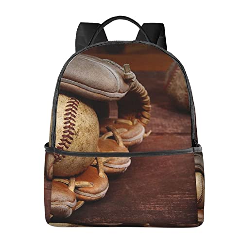 Sac à dos de voyage rétro avec imprimé baseball noir en taille unique ajustable et confortable
