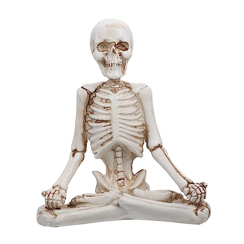 Luxshiny Statuetta Scheletro Yoga per Decorazione Halloween Meditativa per Gotiche per Case Infestate e Feste Halloween Design Retro e Realistico