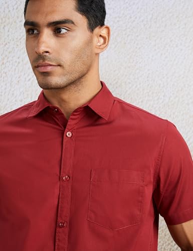 Image of Amazon Brand - Symbol Men's Cotton Shirt | Casual | Plain | Half Sleeve | Summer - Regular Fit (Available in Plus Sizes)