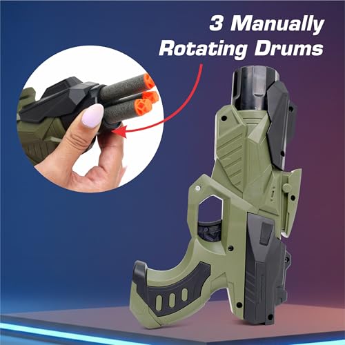 Image of Aditi Toys Nitro Ranger Hard Tip Foam Bullet Gun Toy, Slam Fire Action Blaster Toy with 6 Darts, Shooting Gun for Kids Age 3+ (Green)