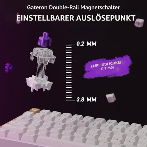 Keychron K4 HE 96% ANSI Wireless Tastatur Magnet-Schalter Holzdesign Weiß – Ansicht 5