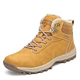 Men's Women's Snow Shoes Fur Lined Warm Water Resistant Anti-Slip Winter Ankle Hiking Boots Khaki...