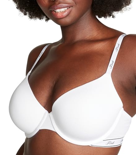 Victoria's Secret Pink Wear Everywhere Lightly Lined T Shirt Bra, White Logo, 32DD - image 1
