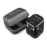 Travel Adapter 4.5A 4 USB Charging Worldwide All in One Universal Power Adapter AC Wall Outlet Plugs Built-in Spare Fuse International Power Adapter for US/UK/AU/Europe/Asia Black By BONAKER