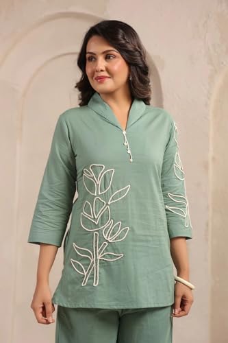 Image of Asmeriyo Women Embroidery Co Ord Set with Side Pocket | Women 2 Pic Kurta Set I Fancy Kurta Set | Stylish Kurti Outfit | Co-Ordination Wear | Festive and Casual wear (212-C-D-19-02)