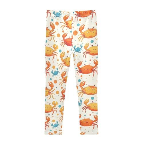 Cartoonish Crabs Girls' Leggings Toddler Doodles Colorful Dots Kids Yoga Pants Dance Active Tights 4T2