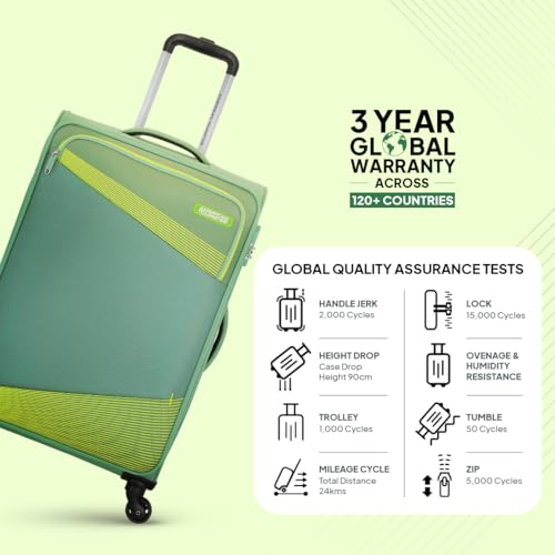 Image of American Tourister Mystic | Cabin Trolley Bag (58 cm) | 360 4 Wheel Travel Luggage | 1 Compartments | Soft Luggage Polyester Expandable Suitcase | Combination Lock | 3 Years Warranty | Piquant Green
