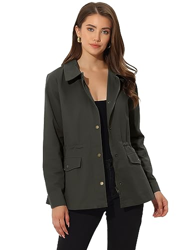 Veste utilitaire pour femme Allegra K grise en taille Small avec cordon ajustable