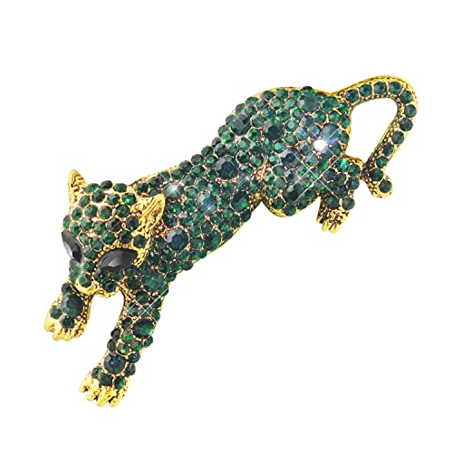 Image of Fashion Women Men Vintage Leopard Brooch Colorful Full Rhinestones Crystals Wild Animal Corsage Lapel Pin Birthday Gift Party