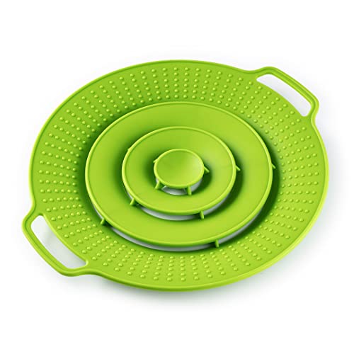 QTECLOR Pot Cover Spill Stopper Lid - Thicken Silicone Boil Over Spill Safeguard,FDA Food Grade Stopper Lid Cover for Pots And Pans, BPA-free Instant Pot Cover, Fits Openings 8" to 11.5" in Diameter