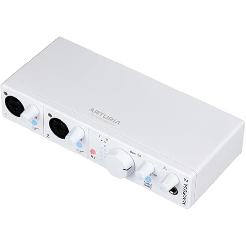 Arturia - MiniFuse 2 - Compact USB Audio & MIDI Interface with Creative Software for Recording, Production, Podcasting, Guitar - White