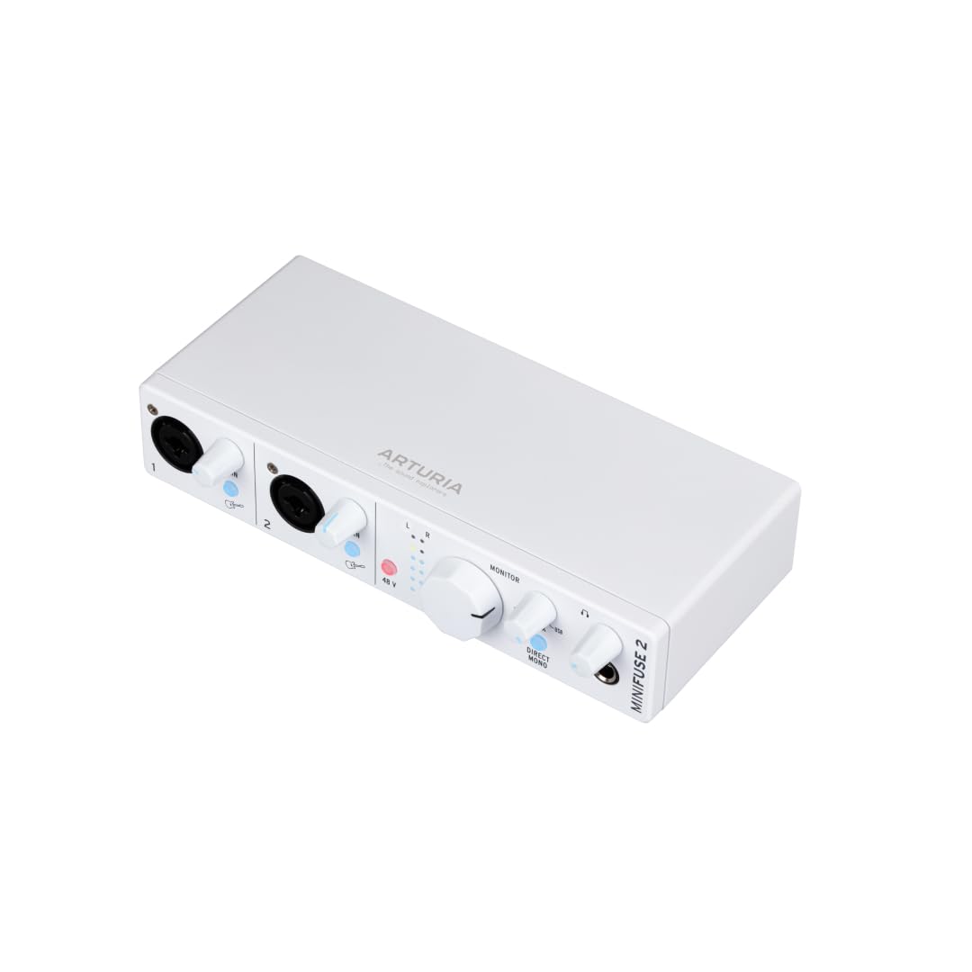 Arturia MiniFuse 2, 2in / 2out USB-C Audio Interface with 2 Mic/Line/Instrument Preamps, Built-in USB Hub, Loopback and Included Software Bundle - Mac/PC (White)