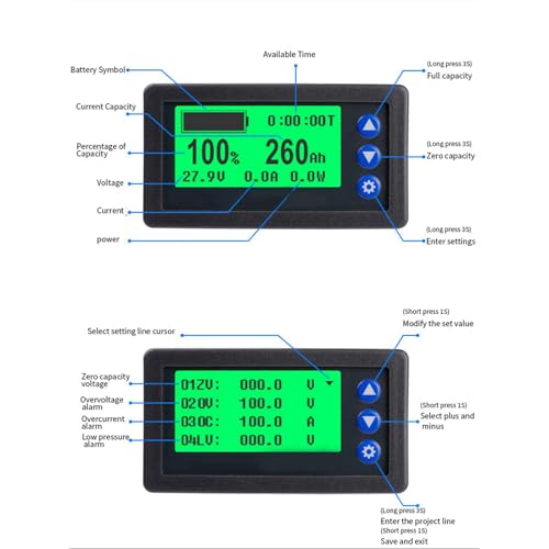 Coulombmètre DC 8-100V évite les pannes avec indicateur de capacité 100A - 6