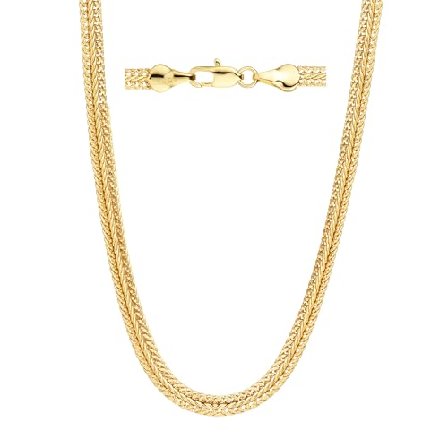AHSIWC 4mm Gold Chain Necklaces for Women & Men 14K Gold Simple Layered Herringbone Choker Necklace Non-tarnish Unisex Gold Jewelry Gifts Fade Resistant Lifetime Quality 18-24Inches