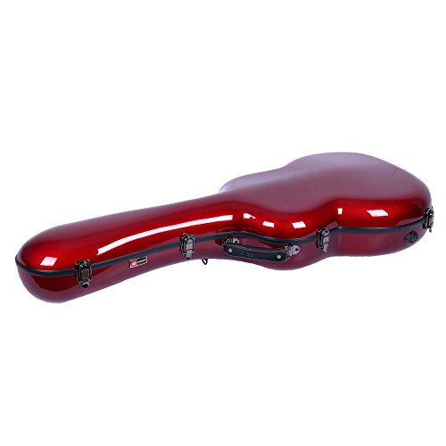 Image of Crossrock OM /000 Guitar Case, Compatible to 4 /4 Classical Guitar, Premium Fiberglass Shell Backpack Case in Red (CRF2000OMRD)