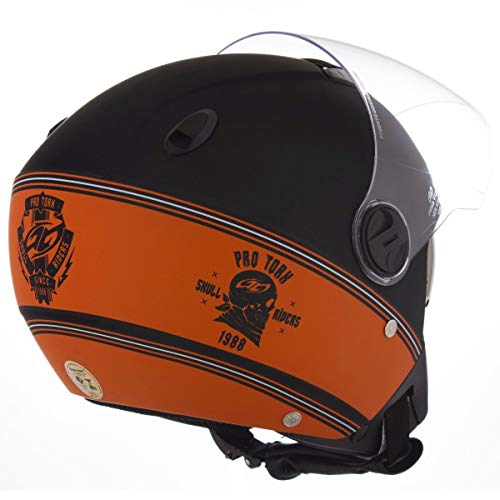 Pro Tork Capacete New Atomic Skull RideRosa Hd Fosco 60 Preto/Laranja