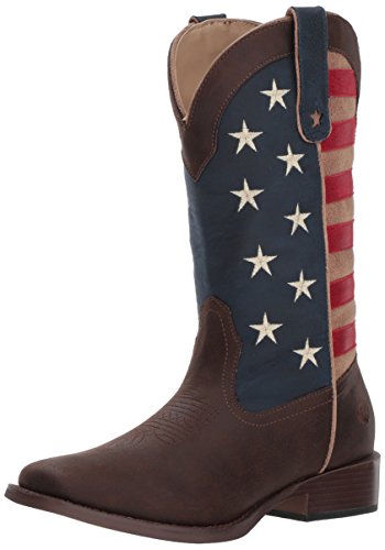 Image of ROPER Womens American Patriotic Square Toe Casual Boots Mid Calf Low Heel 1-2 inch - Blue, Brown, Red