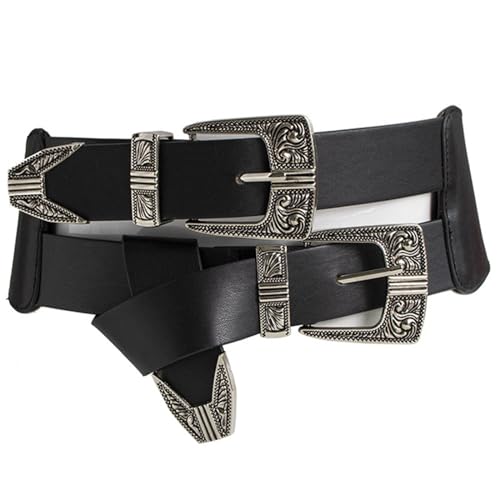 Xinsheinelry Adult Adjustable Length Waist Belt With Unique Embossed Buckle Waistband PU Waist Belts For Rock Fan Wear