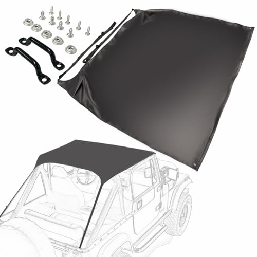 DCOMA Traditional Bikini Top for Jeep '76-86 CJ7 / '81-85 Scrambler CJ8 / '87-91 Wrangler YJ - Black Crush, Upgraded Stainless Steel Hardware & Heavy-Duty Fabric (8% Heavier Than Other), Tough Stitch