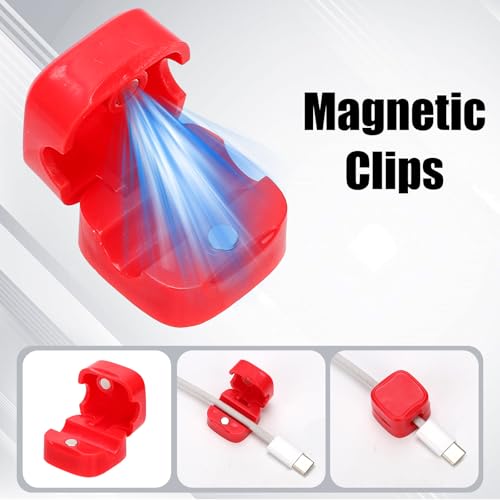 6 piezas Sujetacables para cargador de teléfono, Clips de cable magnéticos autoadhesivos para escritorio, organizador de cables para oficina, cocina, pared, auto y escritorio (Rojo) miniatura 4
