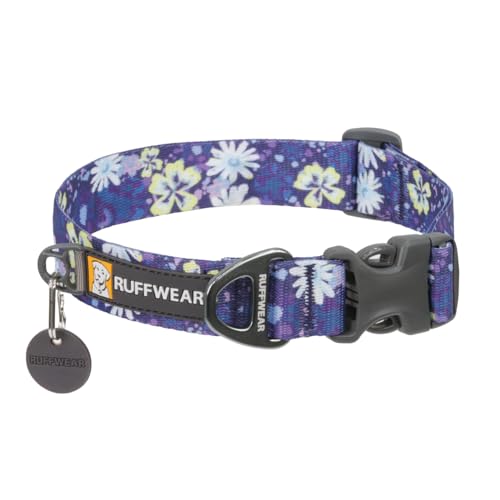 RUFFWEAR Front Range Mittelgroßes Hundehalsband, bequem und stark mit seitlicher Schnalle und Gurtband zum Gassigehen mit dem Hund, Größe M (36–51 cm), Wildblume