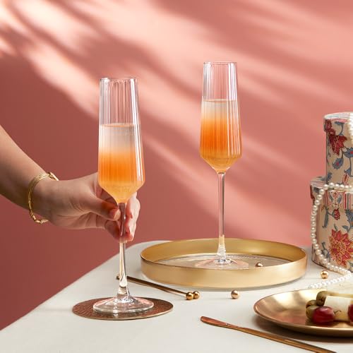 Image of Borosil 190ml x 2pc Diamond Champagne Glass Set | Flute for Champagne, Sparkling Wine, Prosecco & Cocktails | Elegant Glassware for Celebrations & Gifting