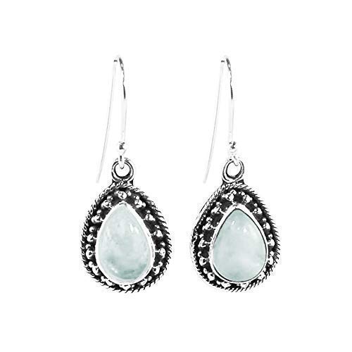 Vista 4 de AMALFI Moonstone Necklace and Earring Set in Solid Silver - Jewelry Set for Women in 925 Sterling Silver - Natural Teardrop White Stones Moonstone