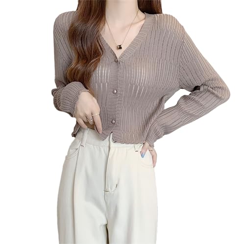 Image of ICW Women's Knitted Ribbed Cardigan Long-Sleeve V-Neck Button-Up Shrug Jacket Top Dn85