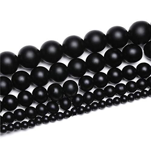 Cherrynight XLSTONE 1Set Natural Stone Beads Dia 4mm/6/8/10/12mm Lava Turquoises Tiger Eye Agates Round Loose Beads For Jewelry Making DIY Bracelet Accessories(Black onxy,6mm 63pcs beads)