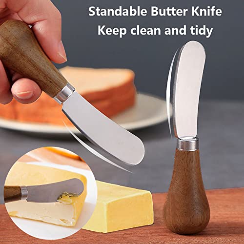 2 Pack Butter Spreader Knife Standing, Stainless Steel Cheese Spreader Knives with Wood Handle, Butter Knives with Sharp Edge for Easily Cutting & Spreading Butter & Cheese Sandwich Cream Cake - image 2