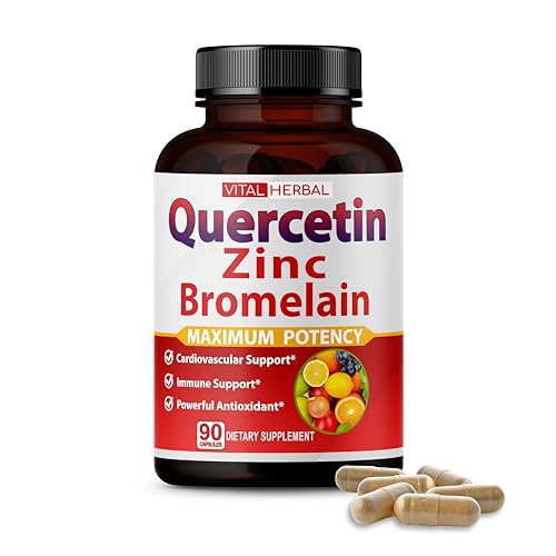 Premium High Purity Quercetin 98% with Bromelain Capsules Equivalent to 3470 mg - Maximum Potency...