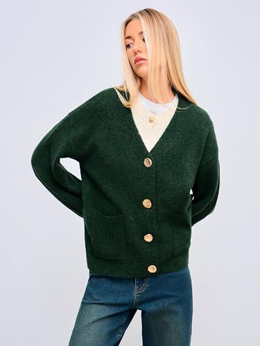 CIDER Oversized Cardigan Women V Neck Button Down Knit Sweater Oversized Wool-Blend Metal Button Cardigan2
