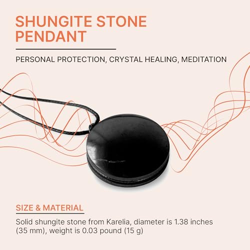 Karelian Heritage Authentic Shungite Stone Necklace - Round Shungite Pendant Amulet for Protection & Crystal Healing Meditation4