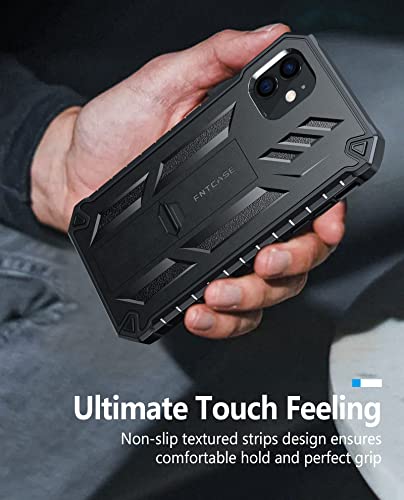 Fntcase For Iphone 12 Phone Case: For Iphone 12 Pro Phone Case Military Grade Drop Proof Rugged Protective Cover With Kickstand | Matte Textured Shockproof Tpu Hybrid Bumper Cases 6.1 Inch - Black #TOP5