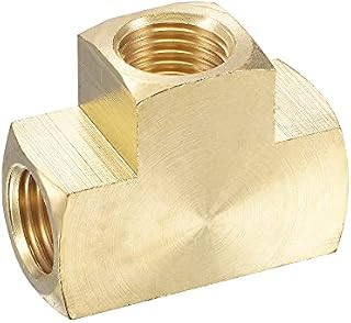 sourcing map Brass Hose Fitting Tee 1/4 NPT Female Thread 3 Way Pipe Connector Adapter