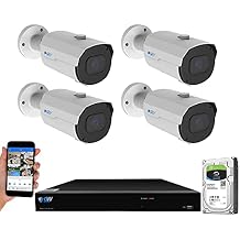 GW Security 8 Channel NVR 4K 8MP PoE 2.8-12mm Varifocal Zoom Face Recognition/Human/Car Detection Security Camera System with 4 x 4K 8MP IP Microphone H.265+ Outdoor Smart AI Bullet Cameras