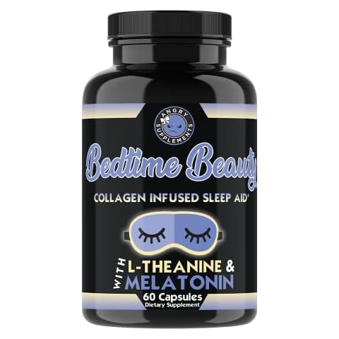 Bedtime Beauty, Collagen Infused Twilight Night Time Sleep Aid, All Natural Pills w. L-Theanine, Melatonin, Magnesium & Hyaluronic Acid Natural Sleepy Girl Mocktail, 60 Capsules, 30 Serv Cover