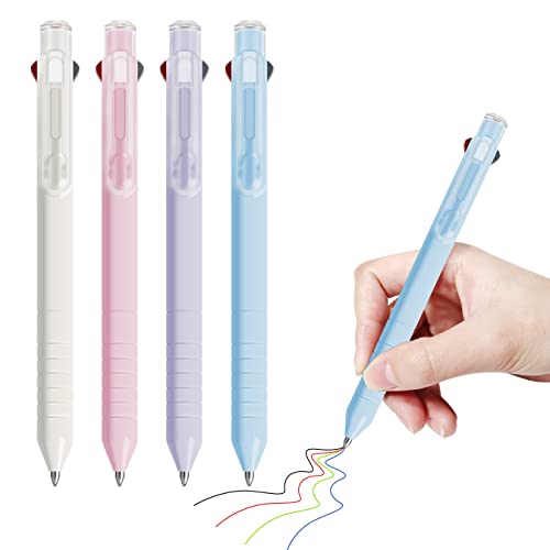 Vitoler 4 Pack Multicolor Pen,4-in-1 Colored Pens,0.5mmRetractable Ballpoint Pens for Office School Supplies,Multi Colored Pens for Students Children Gift