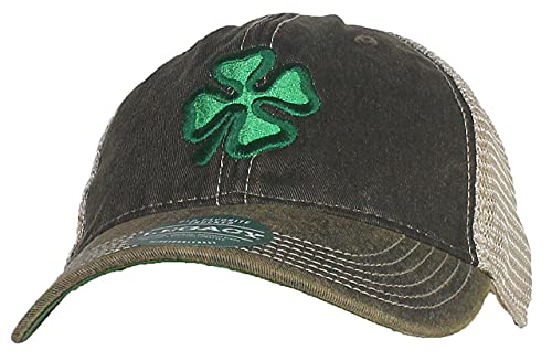 Tropic Hats Adult Embroidered Shamrock/Clover Legacy Snapback Trucker Ballcap - Black