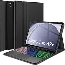 Touchpad Keyboard Case for Samsung Galaxy Tab A9 Plus 11 Inch 2023 SM-X210/X216/X218, 7 Color Rainbow Backlight Detachable Bluetooth Trackpad Keyboard Folio Smart Cover Tab A9 Plus
