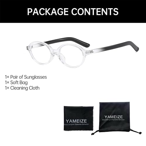 Image of YAMEIZE Small Oval Blue Light Blocking - Glasses Women Men Retro Clear Anti Blue Light Eyeglasses for Computer Gaming