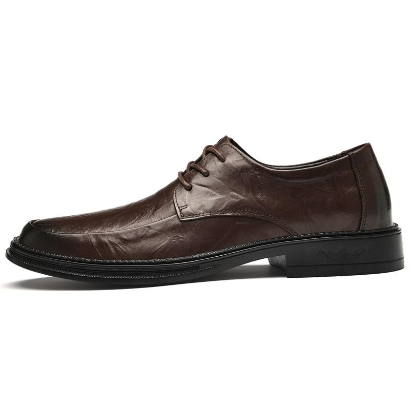 Mens Oxford Dress Shoes Top Grain Leather Lace Up Plain Toe Formal Wedding Prom Casual Non Slip Fashion Comfortable3