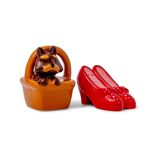 Silver Buffalo Wizard of Oz Ruby Slipper Toto 2pc Ceramic Salt and Pepper Shaker, Multicolor, Standard
