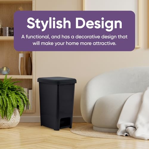 Superio Slim Cubo de Basura 6.5 Galones con Pedal Negro miniatura 3
