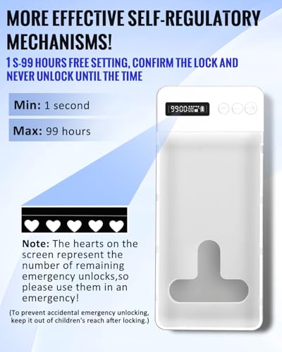Fullware Caixa de bloqueio de telefone portátil com temporizador de 99 horas para iPhone e Android,