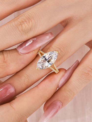 4.5 Carat Marquise Cut Engagement Ring, S925 Sterling Silver Split Shank 5A Cubic Zirconia Simulated Diamond Ring for Women2