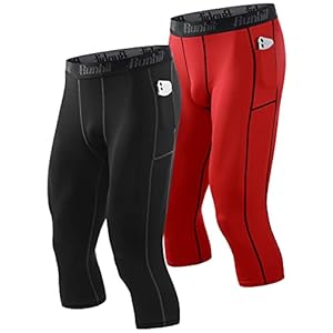 Runhit 2 Piezas Mallas Deporte Hombre con Bolsillos Compresion Pantalon Leggins Chandal Hombre Leggings Térmicos para Running Gym Yoga Moto Trekking Montaña Caza Jogger Muay Thai Golf Snowboard Ski