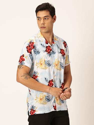 Image of Thomas Scott Men's | Floral | Half Sleeve | Slim Fit | Cotton Rayon | Cuban Collar | Casual Shirt