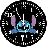 Borderless Large 12' Stitch Wall Clock Clear Glass Face Silent Non-Ticking Nice for Gift or Décor G209